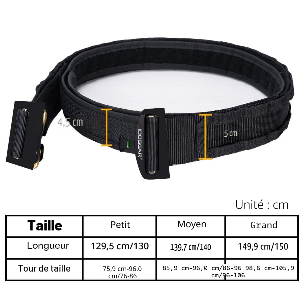 IDOGEAR Ceinture tactique de style militaire MOLLE avec système de ceinture robuste et intérieur/extérieur de 1.75/2 pouces pour homme