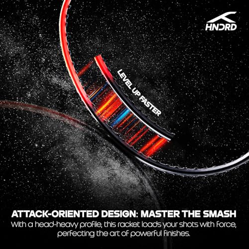 Image of Hundred Smash Master 100 Strung Badminton Racket with Full Racket Cover | for Intermediate Players(Black /Red)