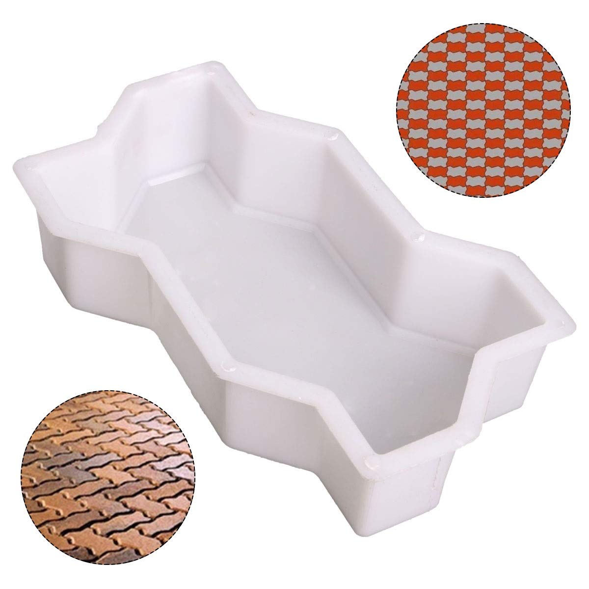 Moule Beton,Moule Pave Beton 2 pièces Mold chaussées de béton bricolage en plastique Chemin Maker Brique Ciment Pavage Mold La Stone Road Moisissures Pavage Outil de jardin Décoration