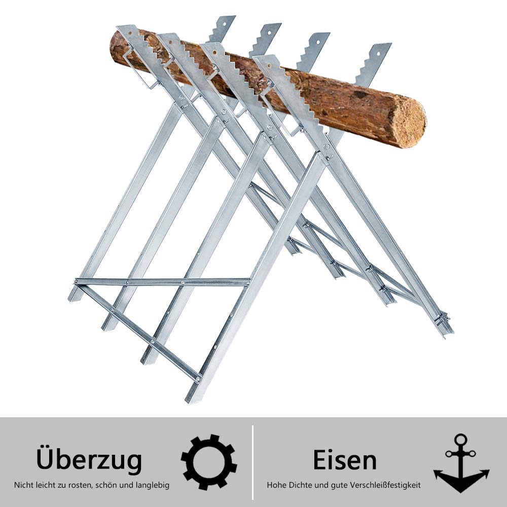 UISEBRT Cavalletto per motoseghe in legno, pieghevole, portata 150 kg, per sega a catena, per legna, 83 x 83 x 79 cm, in acciaio