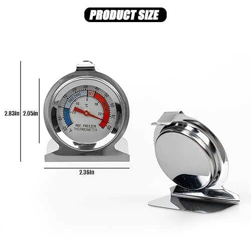 Miniatura 2 de Paquete de 4 termómetros para refrigerador y congelador, serie clásica, termómetro analógico de esfera grande para nevera, congelador