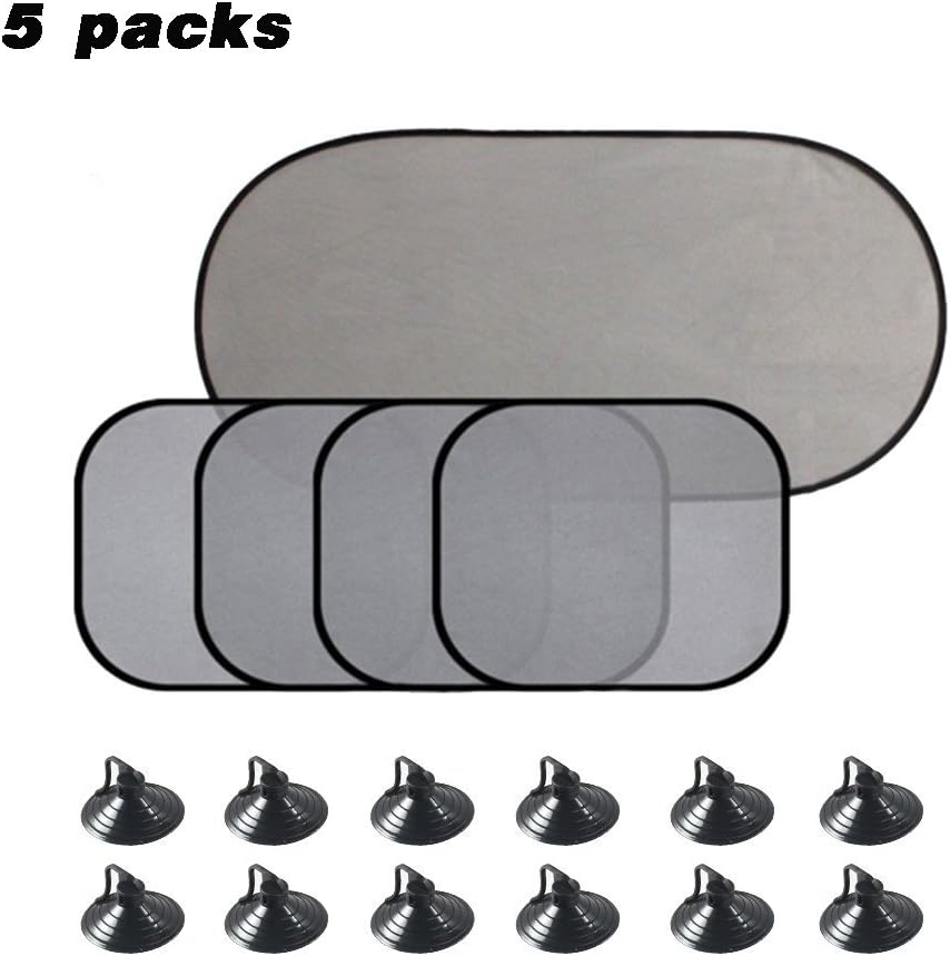 Car Window Shade (5 Packs) for Side and Rear Window Back Windows 14"x17.3"SunShade Cling UV Protection Large Privacy Windows Visor Mesh Block UV Rays Protect Your Kids Baby Children