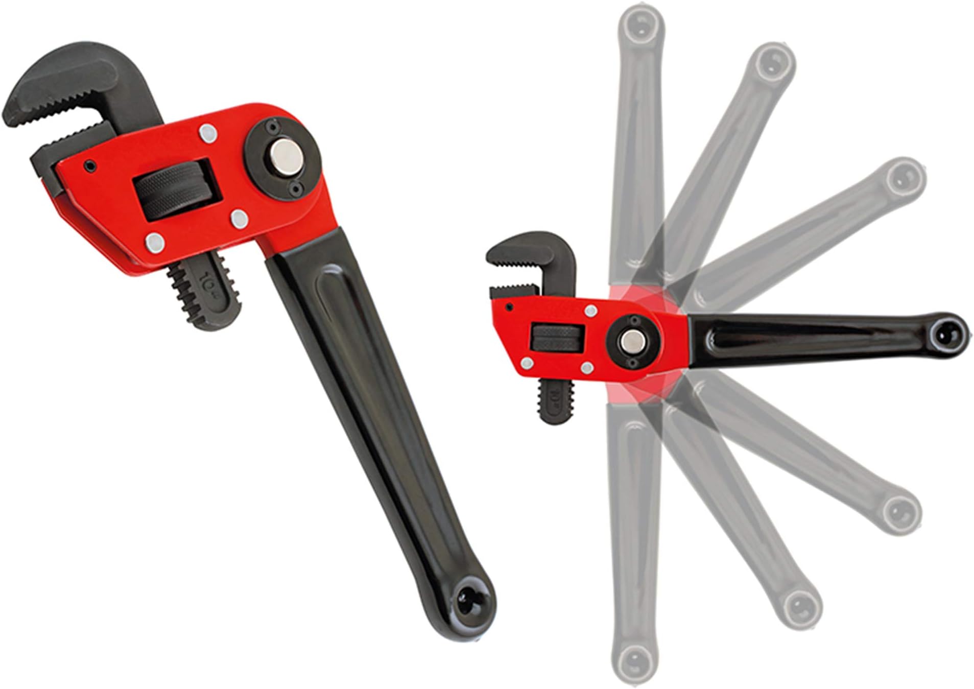 47853 Heavy Duty Multi-Angle Pipe Wrench Adjustable Head Ø9-38mm,10-Inch Aluminum Plumbing Wrench for Craftsman & Plumbers, 9 Angle in 1 Pipe Wrench