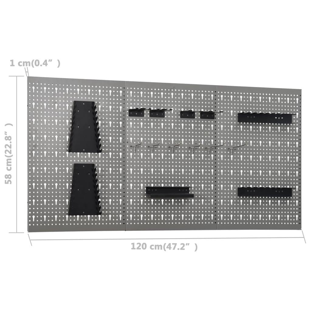 Banco da lavoro 120 cm con 3 pannelli da parete e 1 armadio Laboratorio tavolo da lavoro, grigio nero 02_0003661