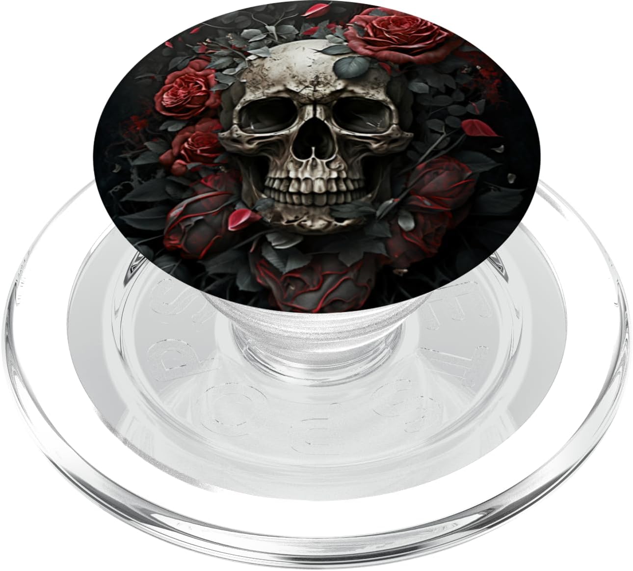 Skull Floral Wild Roses Pattern Flowers Skull PopSockets PopWallet for MagSafe