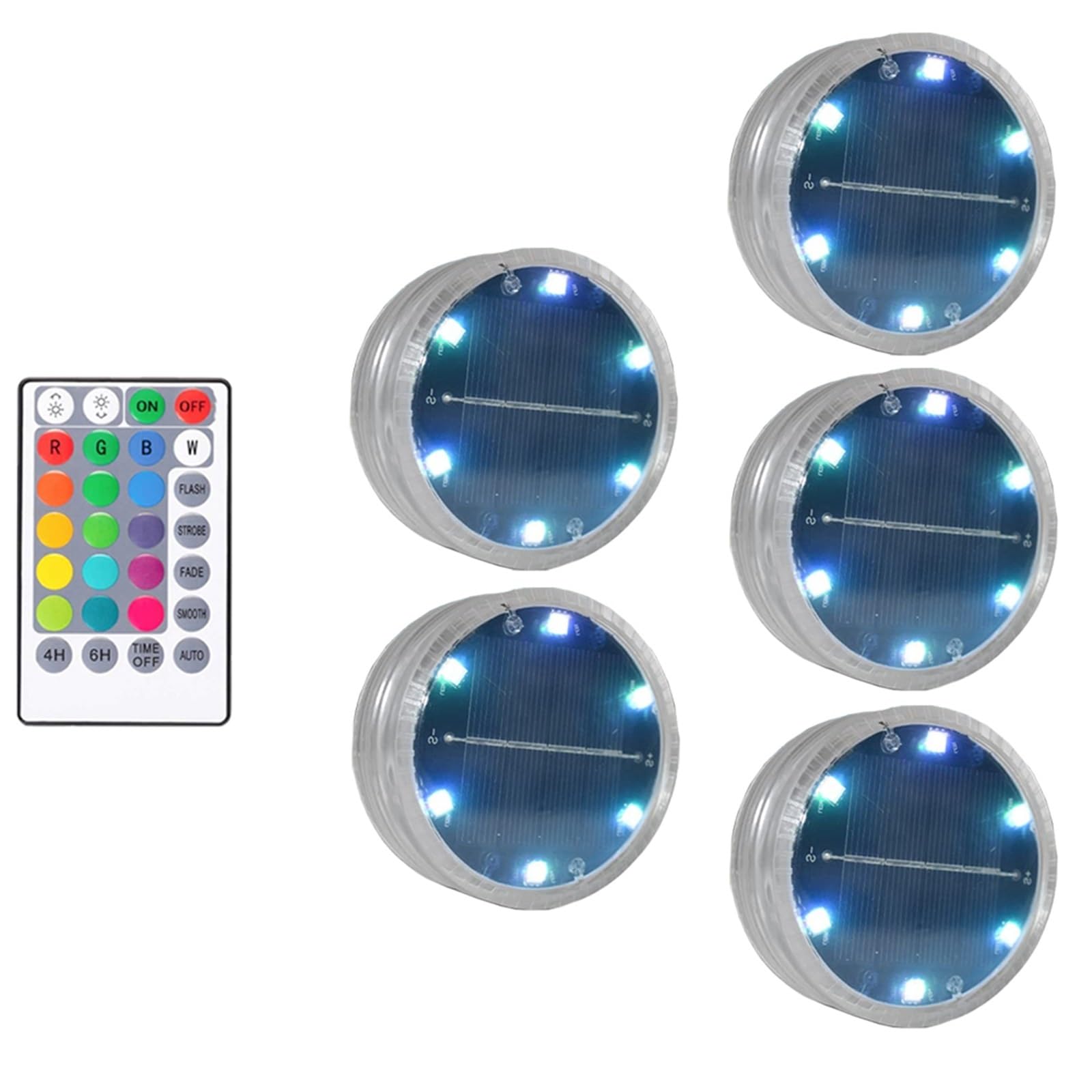 Luce solare subacquea a LED magnetica con ventosa Lampada da piscina sommergibile RGB IP68 impermeabile for acquario da piscina con prato da giardino (Size : 5 Lamp 1 controller)