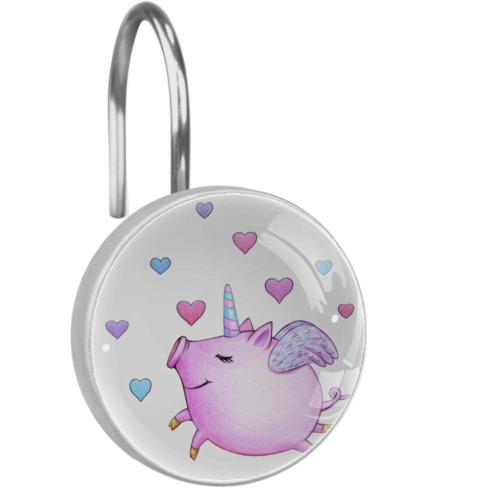 Crochets pour rideau de douche licorne et cochon pour salle de bain enfant