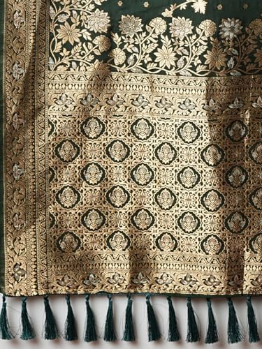 Image of Women's Georgette Kanjeevaram Saree with Woven Ethnic Motif Design, Unstitched Blouse Piece
