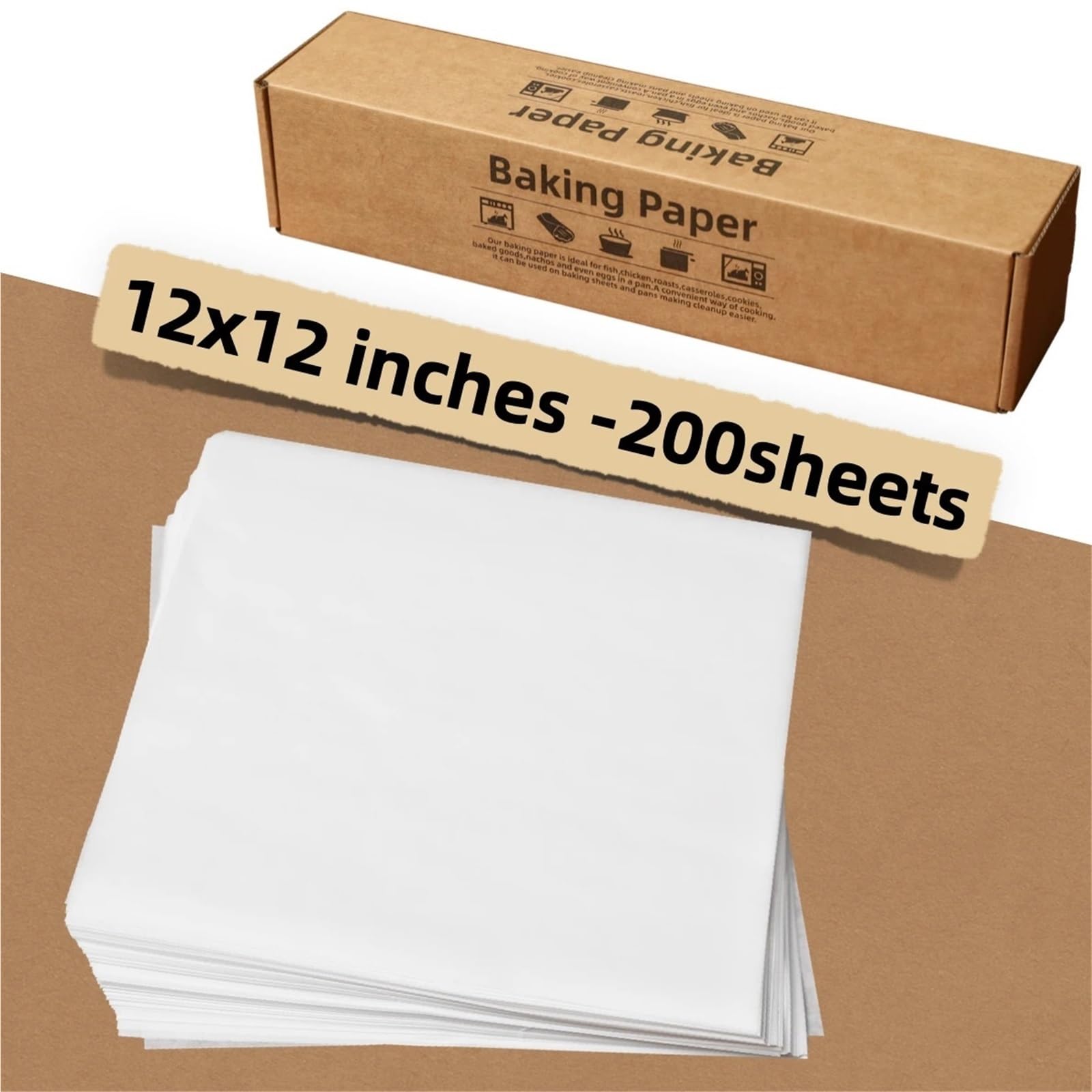 Carta da gastronomia Carta da imballaggio for sandwich, rivestimenti for cestini for alimenti, carta da forno antiaderente e antigrasso(White 12x12in 200pcs)