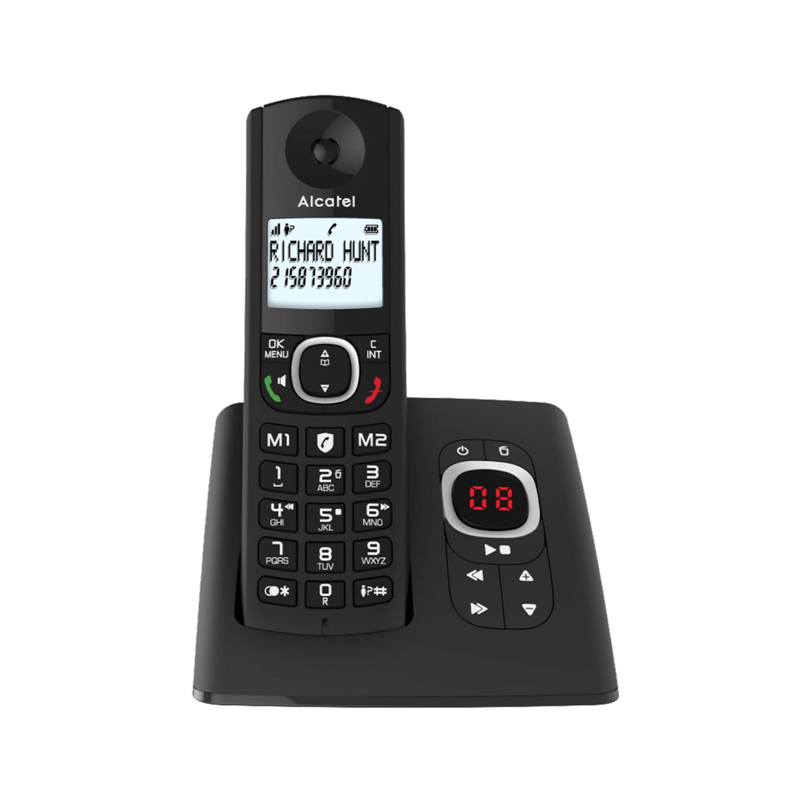 ALCATEL F530 - Teléfono inalámbrico DECT - Gran pantalla retroiluminada - Manos libres - Bloqueo de llamadas - 2 teclas de memoria directa - Blanco/Gris — view 10