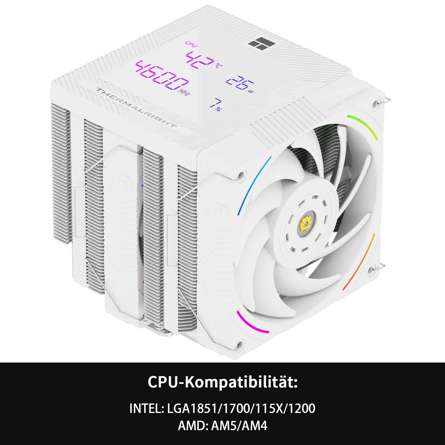Thermalright Phantom Spirit 120 Digital SNOW CPU chłodnica powietrza, 7 heat pipes CPU, wentylator Dual 120 mm PWM, Digital Screen Top Cover, do AM4/AM5/Intel LGA1700/1851/1150/1151/1200, chłodzenie