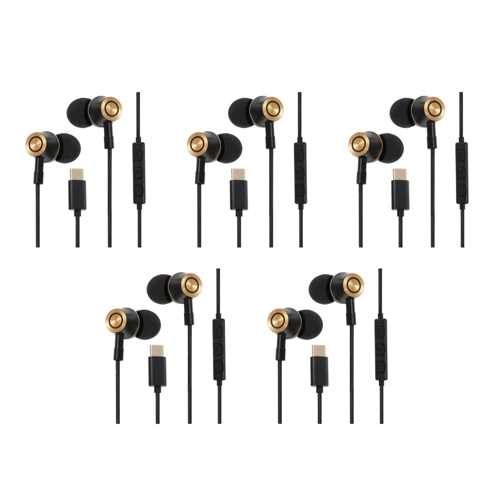 Hemobllo 5piezas Auriculares Intraurales Type-c Cancelación De Ruido y Micrófono Diseño Ergonómico Compatible Teléfonos y Tablets Estéreo Cable Resistente