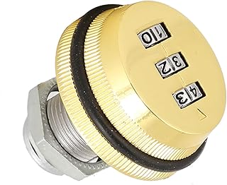 Password Coded Cam Lock Zinc Alloy 3 Digital Combination Cabinet Lock Gold Keyless Cabinet Lock Durable Sturdy Design 30mm/1.18in for Filing Drawer Mailbox