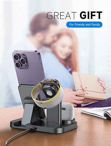 Miniatura 10 de RJR Estación de carga inalámbrica 3 en 1 para dispositivos Apple, base de carga para iWatch 9 8 7 6 SE 5 4 3 2 1, soporte de carga integrado para