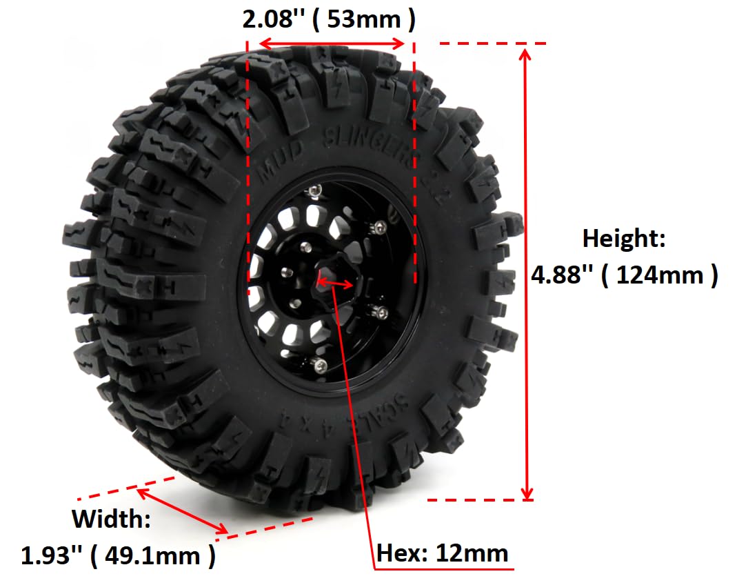 HOBBYSOUL RC 1.9 Mud Slingers Neumáticos Suaves Pegajosos 4.724 In / 4