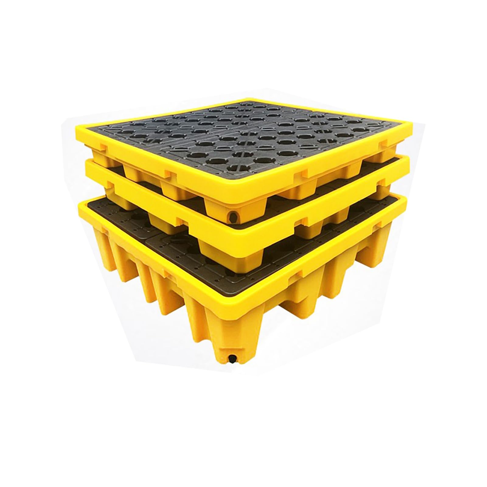 JKJZSALJ Low-Profile Chemical Spill Containment Pallet With Drain Plug, Modular Spill Tray For Industrial & Battery Storage, Easy Assembly, 120X120X10Cm, Durable And Reliable Solu,Yellow,120x120x10cm