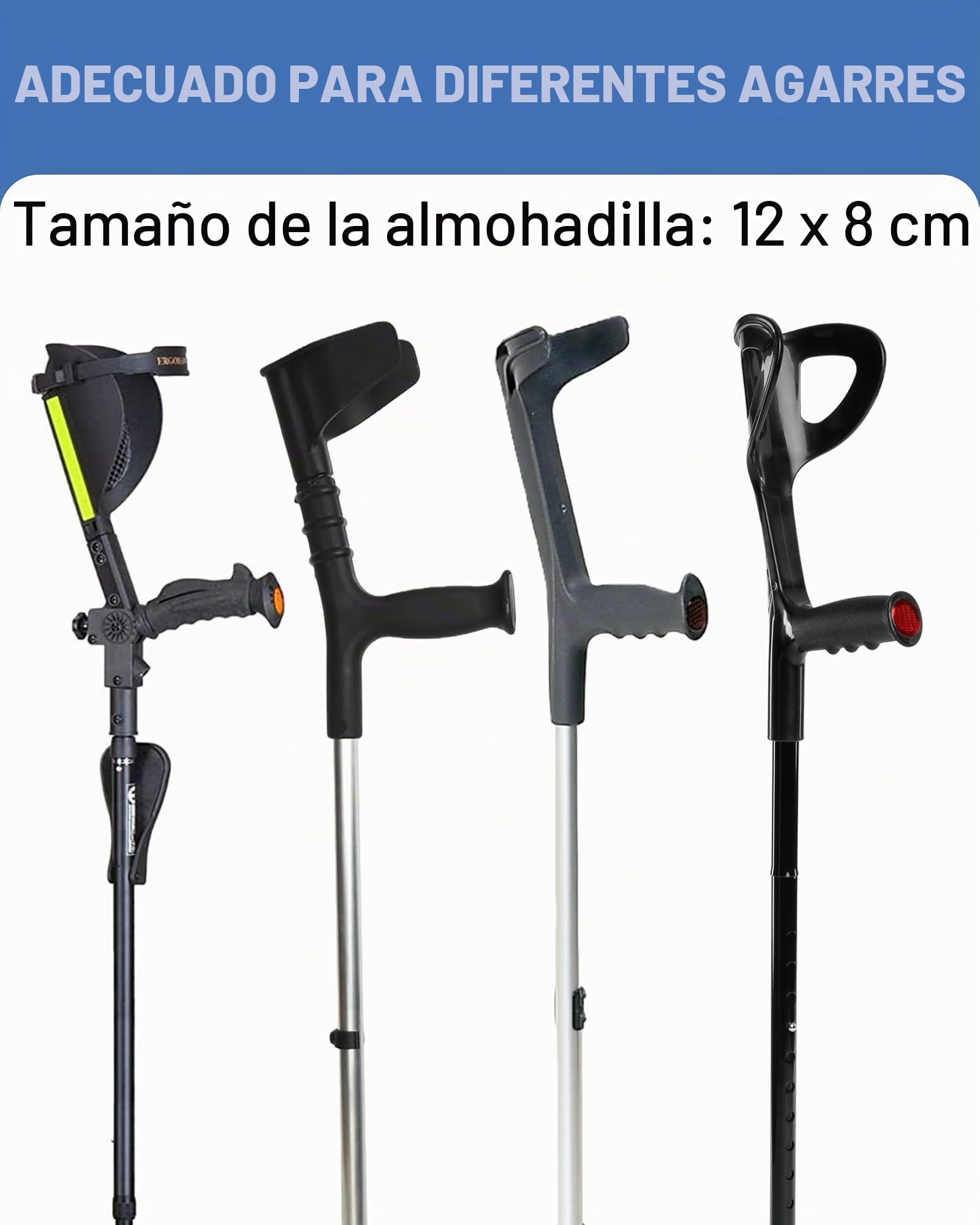 SPRING SEAON Almohadillas para muletas de antebrazo, fundas de agarre de espuma suave para muletas en las axilas, antideslizantes y cómodas, alivia el dolor de manos, ajuste universal, lavable