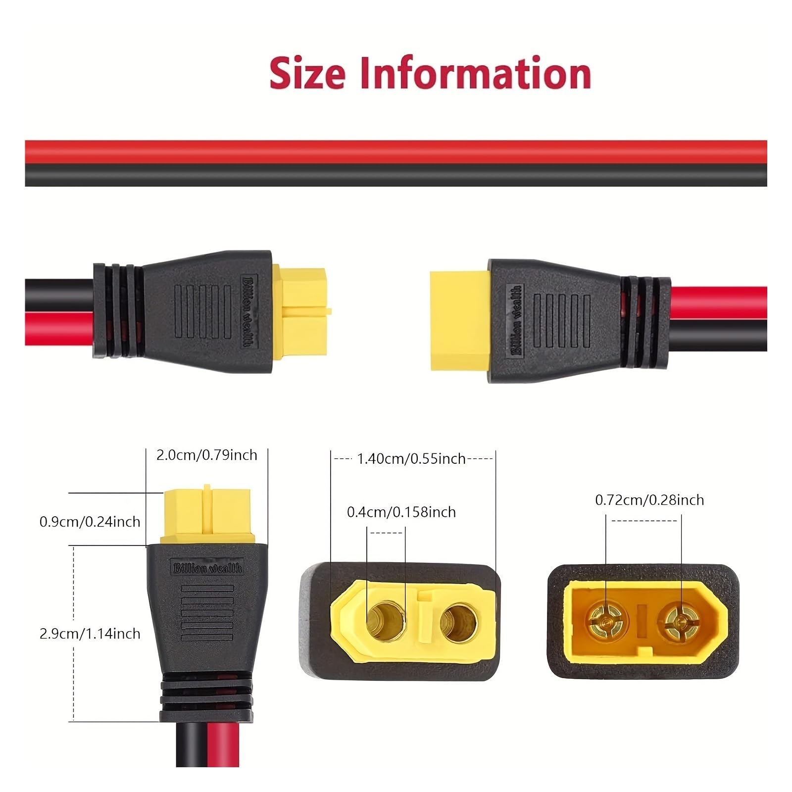 Wtyczka i gniazda z kablem XT60 przedłużacz z męską głowicą i kobiecą głowicą, 12 AWG, fotowoltaiczny kabel do generowania prądu RV (3 m)