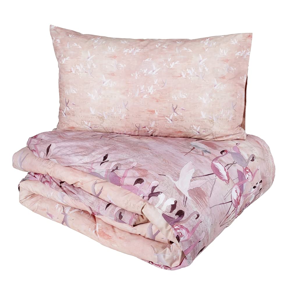 Parure de lit double en percale de pur coton Pink Africa tissage supérieur