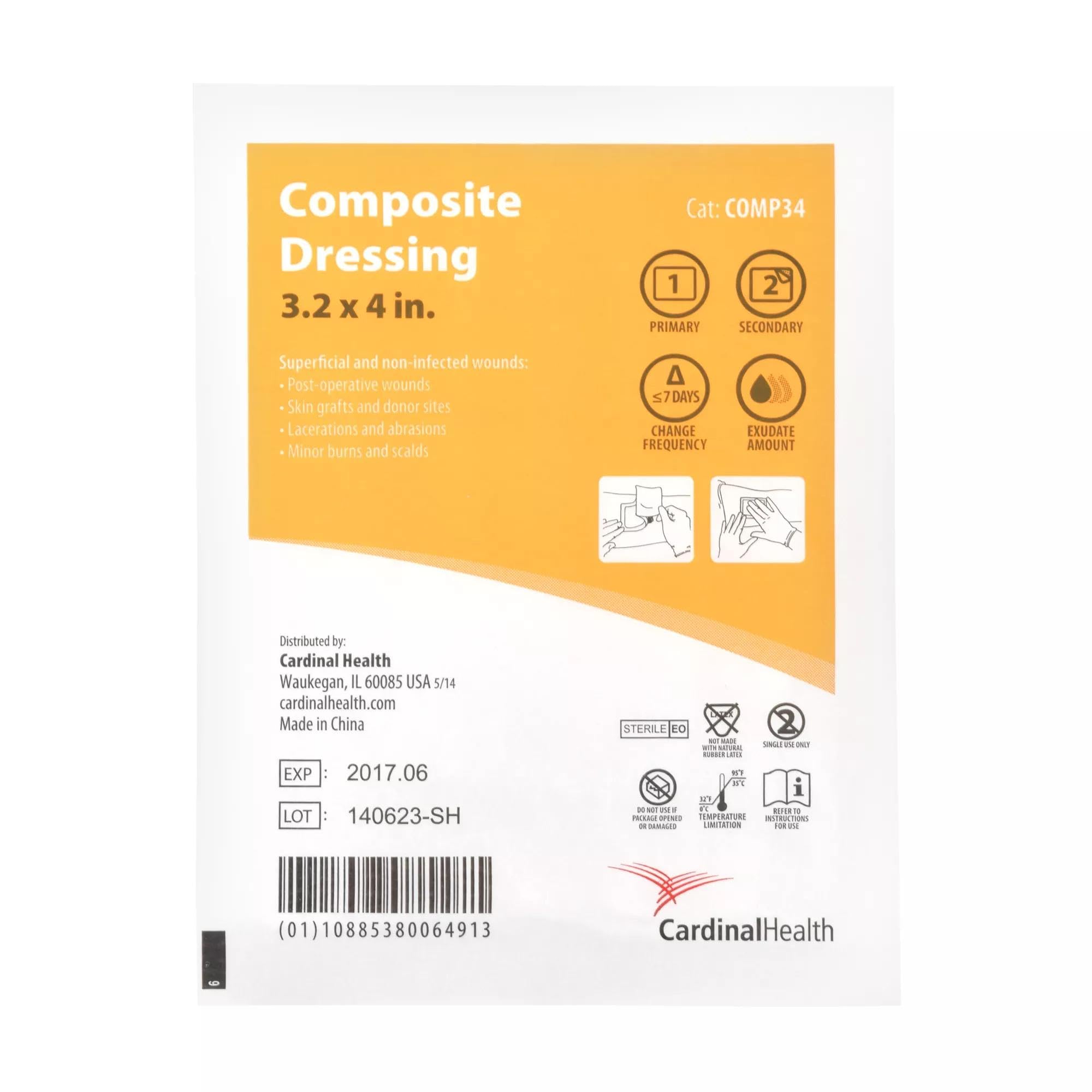 Cardinal Health™ Absorbent Composite Dressing, 3.2 x 4IN, Case of 20 Boxes of 10