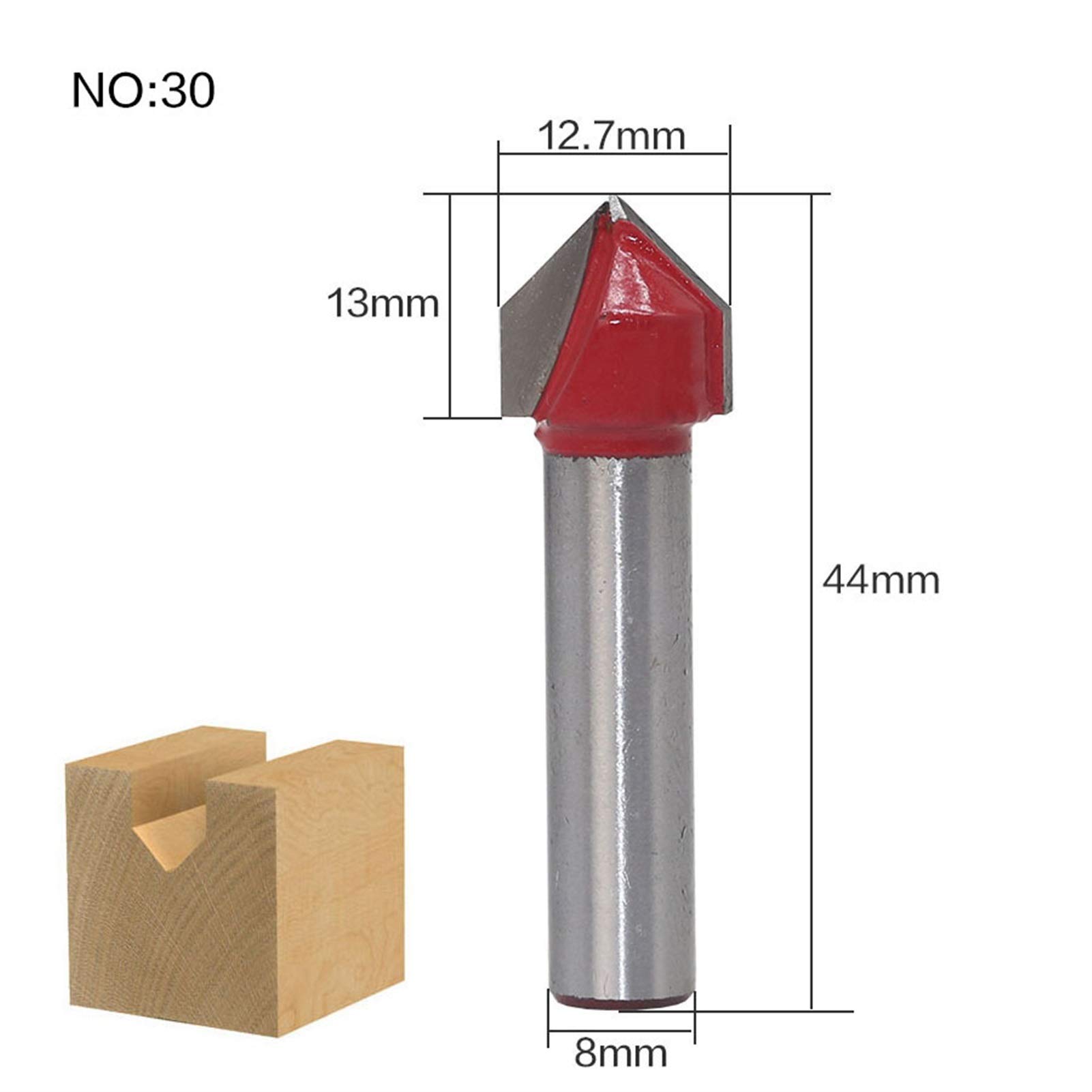 Fresa A Tuffo Per Legno Con Cuscinetto - 2 Flauti, Gambo 8mm - Bullnose Mezza Rotonda - Punta In Metalloduro YG8 - 3