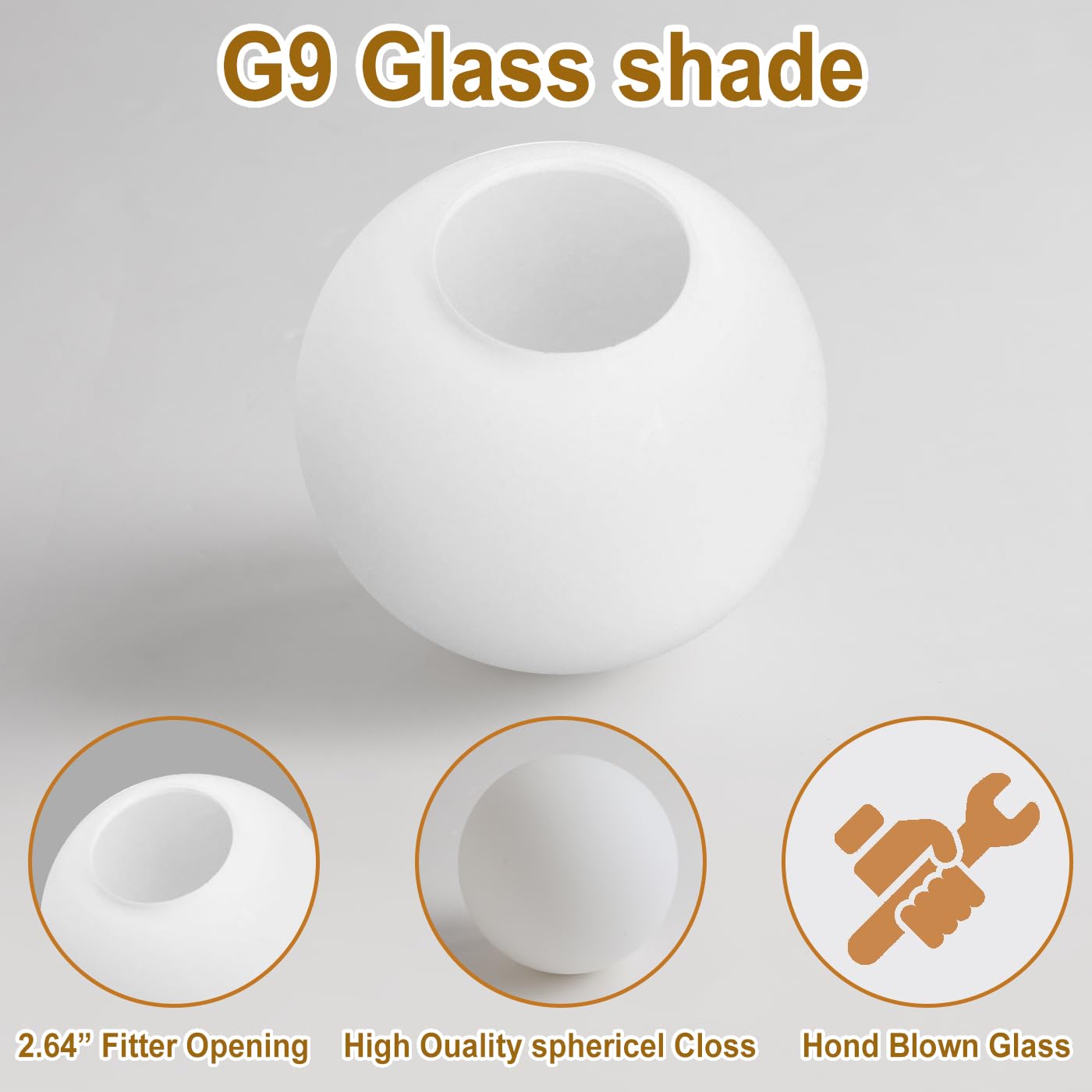 KUZZULL Wall Sconces Glass Shade Set of Two Frosted White Glass Globe Lamp Shade Replacement Milk Glass Ball Lampshade Cover Opal Sphere Shade for Pendant Light, 5.9â€? Diameter (White)