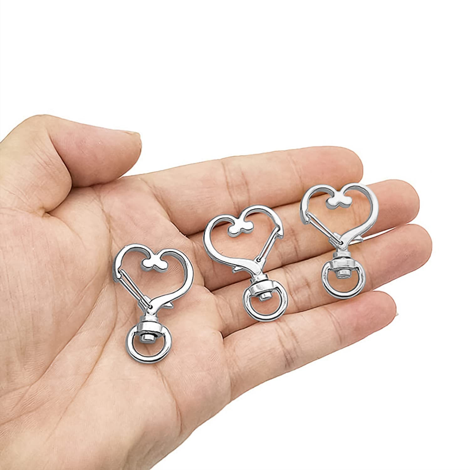 30 pezzi portachiavi a forma di cuore - moschettone con chiusura a