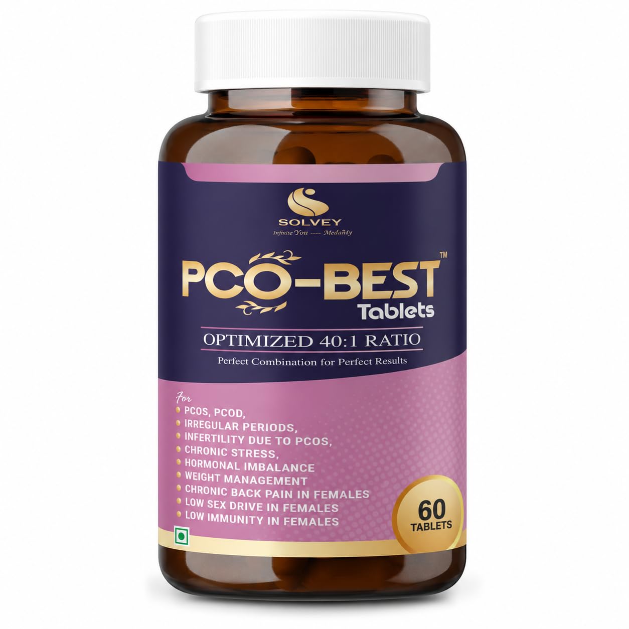 SOLVEY PCO-BEST Tablets for Women With FREE 1 Month Multivitamin Health Pack | 40:1 Myo-Inositol & D-Chiro Inositol Ratio | PCOS & PCOD Support | Hormonal Balance, Menstrual Cycle & Ovarian Wellness | 60 Tablets-image-22