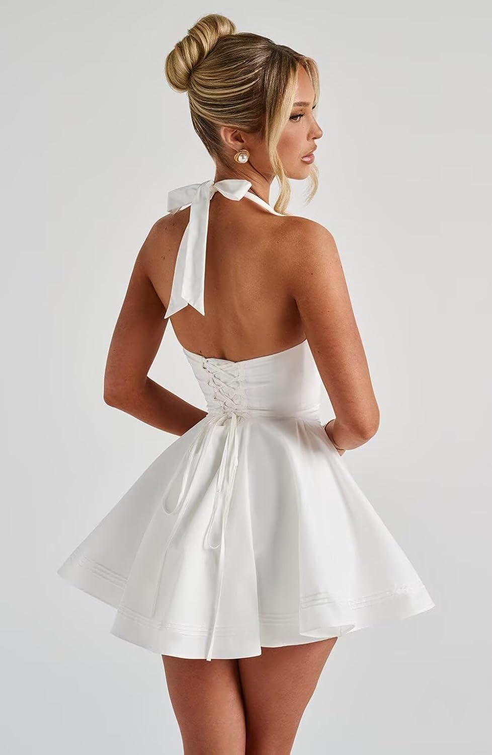 Smileven Satin Halter Short Homecoming Dresses for Teens 2025 Mini Sexy A line Cocktail Party Gowns