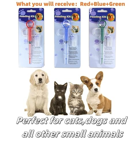 jushion 3 Stück Tabletteneingeber Katze, Tablettengeber für Katzen,Tabletten Spritze Katze,Tablette Feeder,Tabletteneingeber,Haustier Medikamenten Feeder, Medikamenten-Feeder Pet