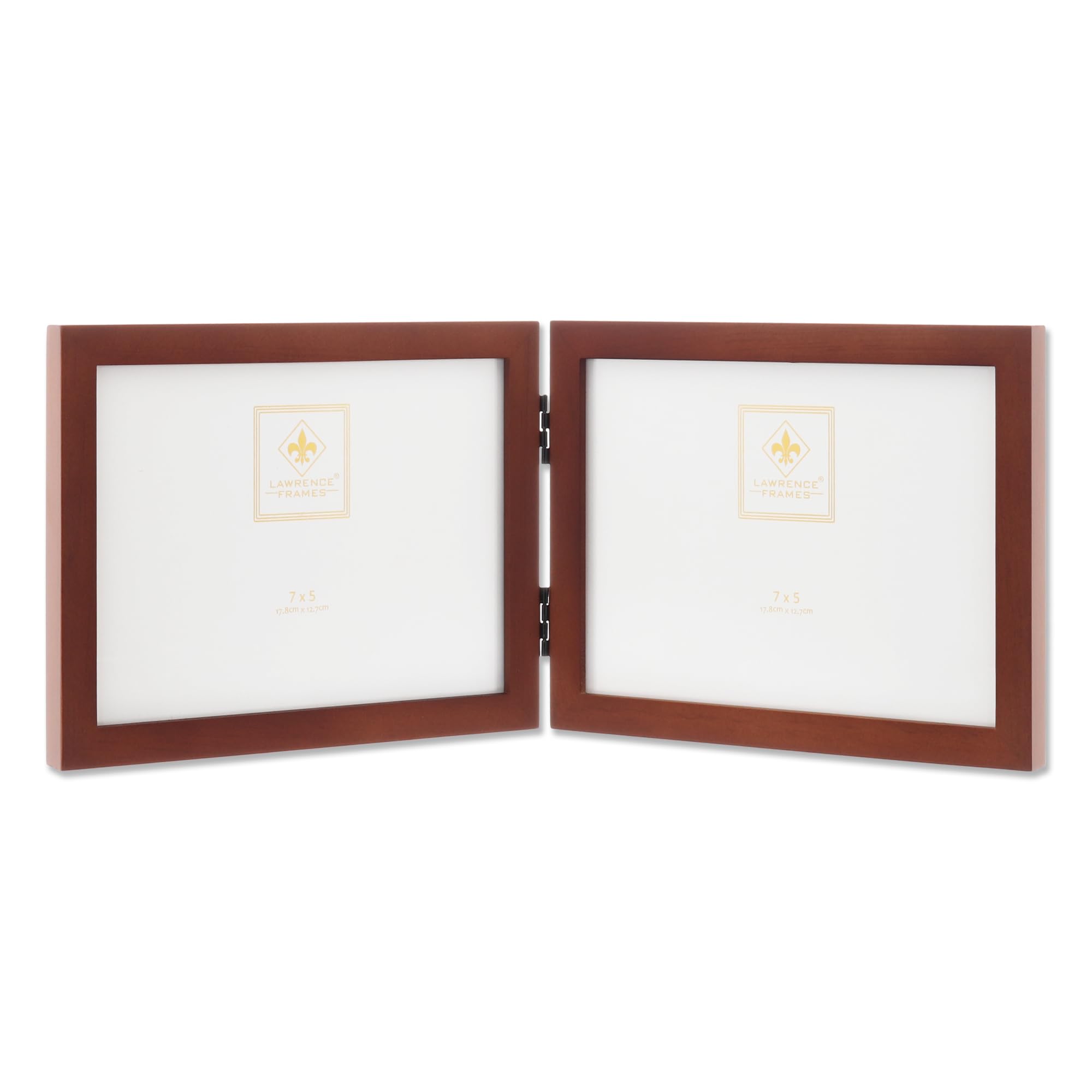 Lawrence Frames Hinged Double (Horizontal) Walnut Wood Picture Frame, Gallery Collection, 5 by 7-Inch