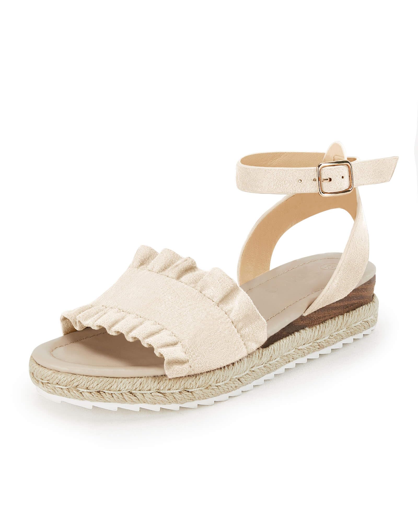 Coutgo Girls Espadrille Platform Sandals Ruffle Open Toe Ankle Buckle Strap Wedge Casual Summer Shoes for Kids Toddlers