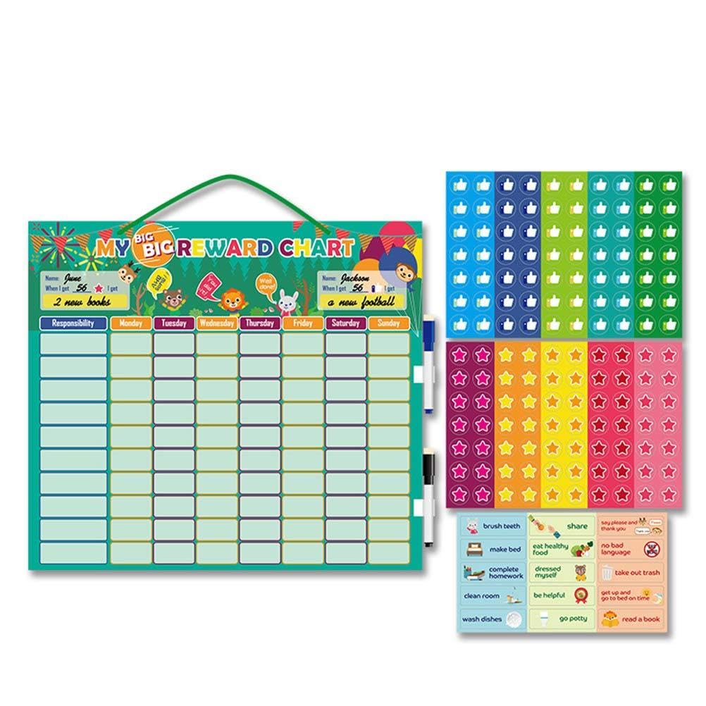 Tabla de Tareas de Comportamiento de Recompensa Magnética Calendario Amplio Magnético con Marcadores y Comportamientos de Borrado en Seco (Verde)