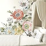 RoomMates RMK4641TBM Vintage Poppy Floral Peel and Stick Wall Decals
