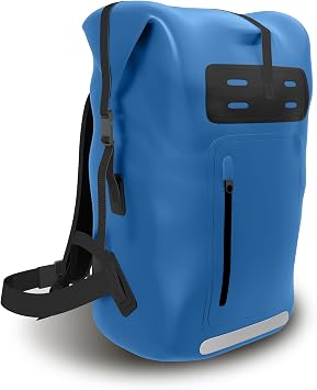 Waterproof Backpack, Heavy Duty Hiking Backpack, 55L Dry Bag, Roll-Top Closure, Blue, For Kayaking, Travel, Hiking, Fishing, Camping, Motorcycles