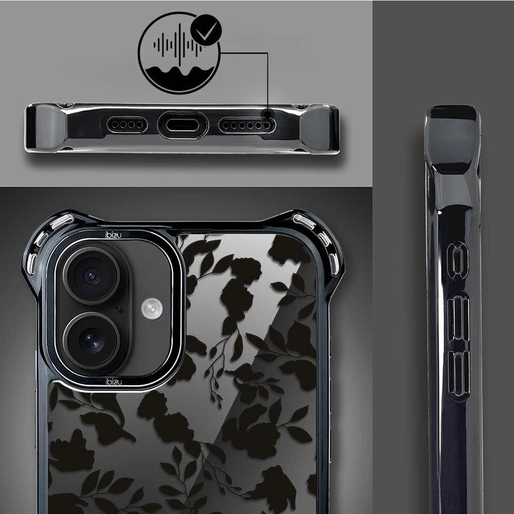 Etui do iPhone 16 IBIZU DropGuard Ultra kompatybilne z MagSafe, Midnight, Cienie liści