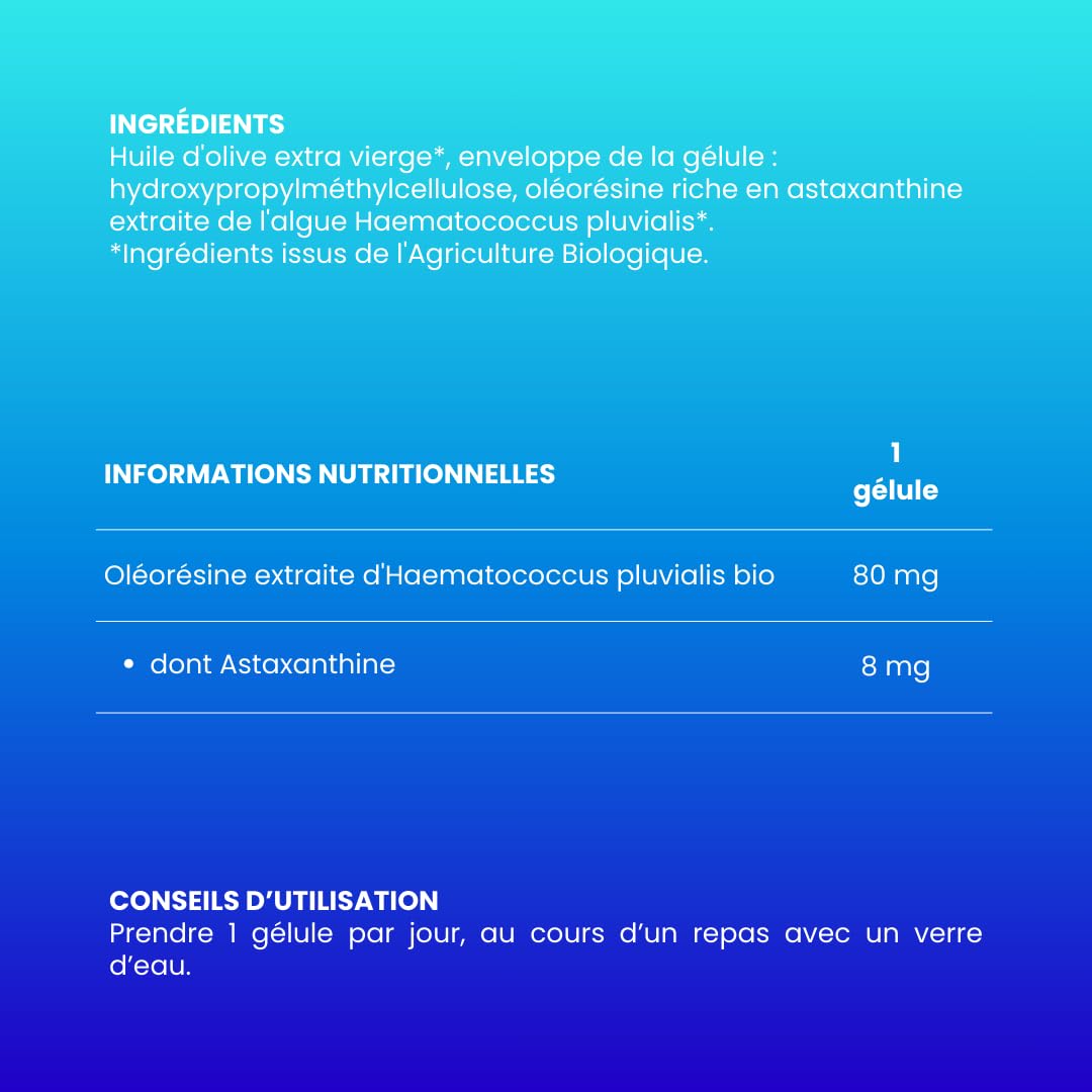 Astaxanthine Bio Algamo® 8mg – Antioxydant – 60 gélules