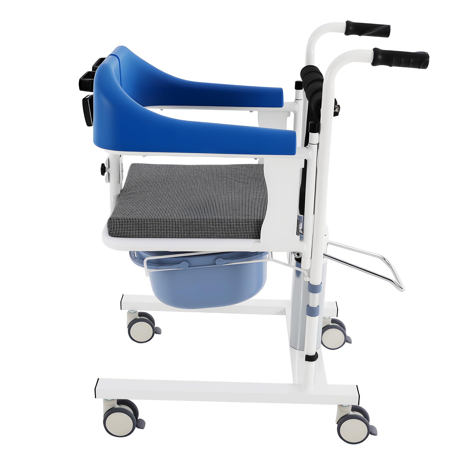 Siège élévateur hydraulique pour patients - Assiette - Fauteuil roulant - Chaise de transfert - Chaise de douche - Charge maximale : 100 kg - Chaise de toilette seniors (bleu)