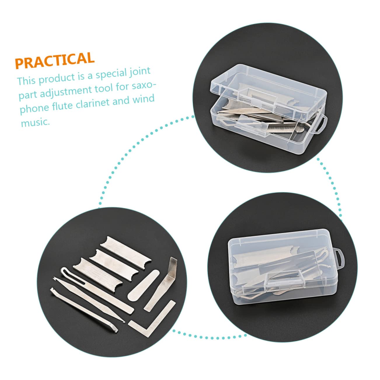 Kit di Riparazione per Sassofono e Clarinetto Argento | Strumento Portatile in Metallo, Manico Antiscivolo, Regolazione del Giunto e Finitura Resistente All'usura