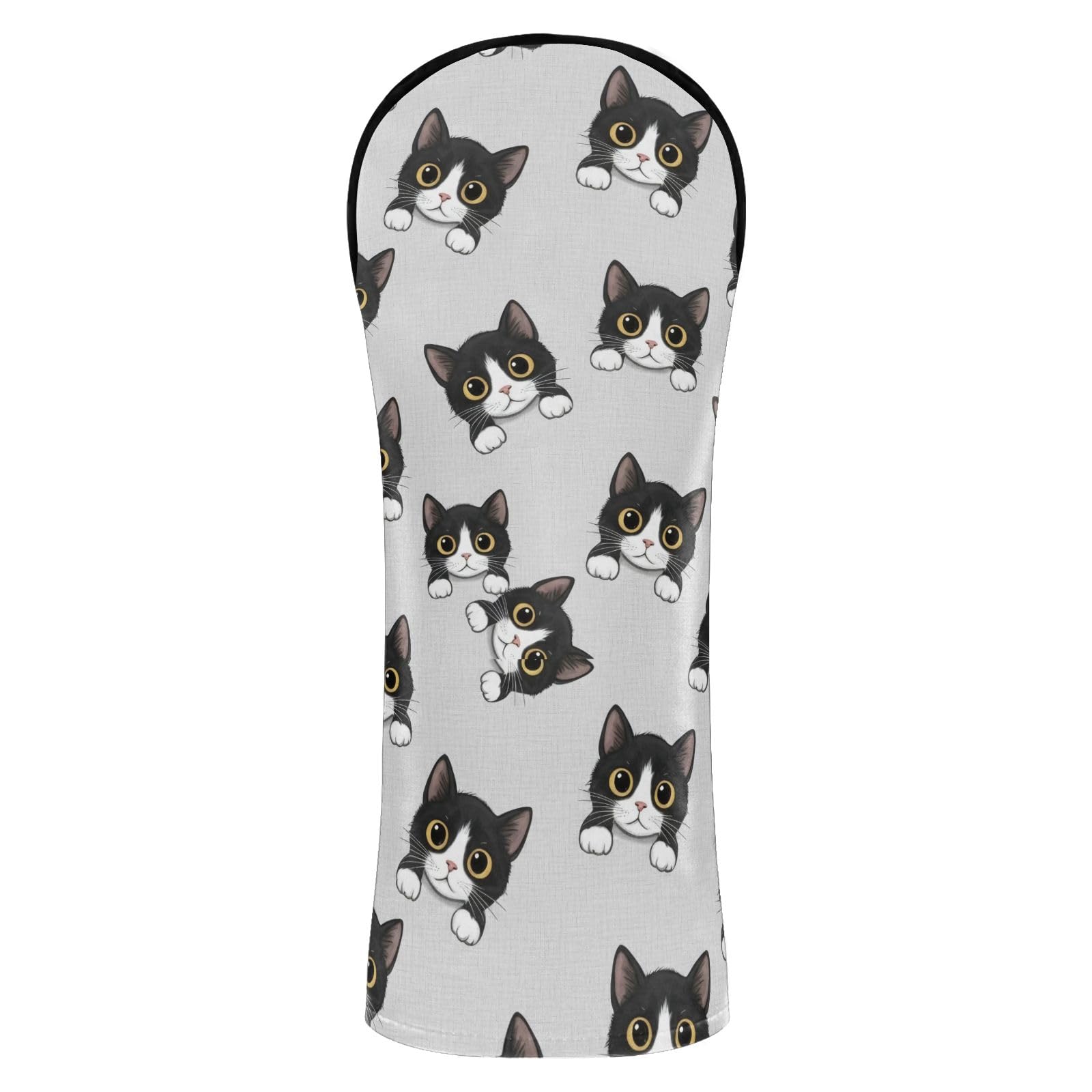Copritesta per mazze da golf per mazze da golf in legno ibrido con simpatico gatto grigio in pelle PU con etichette numeriche, per donne e