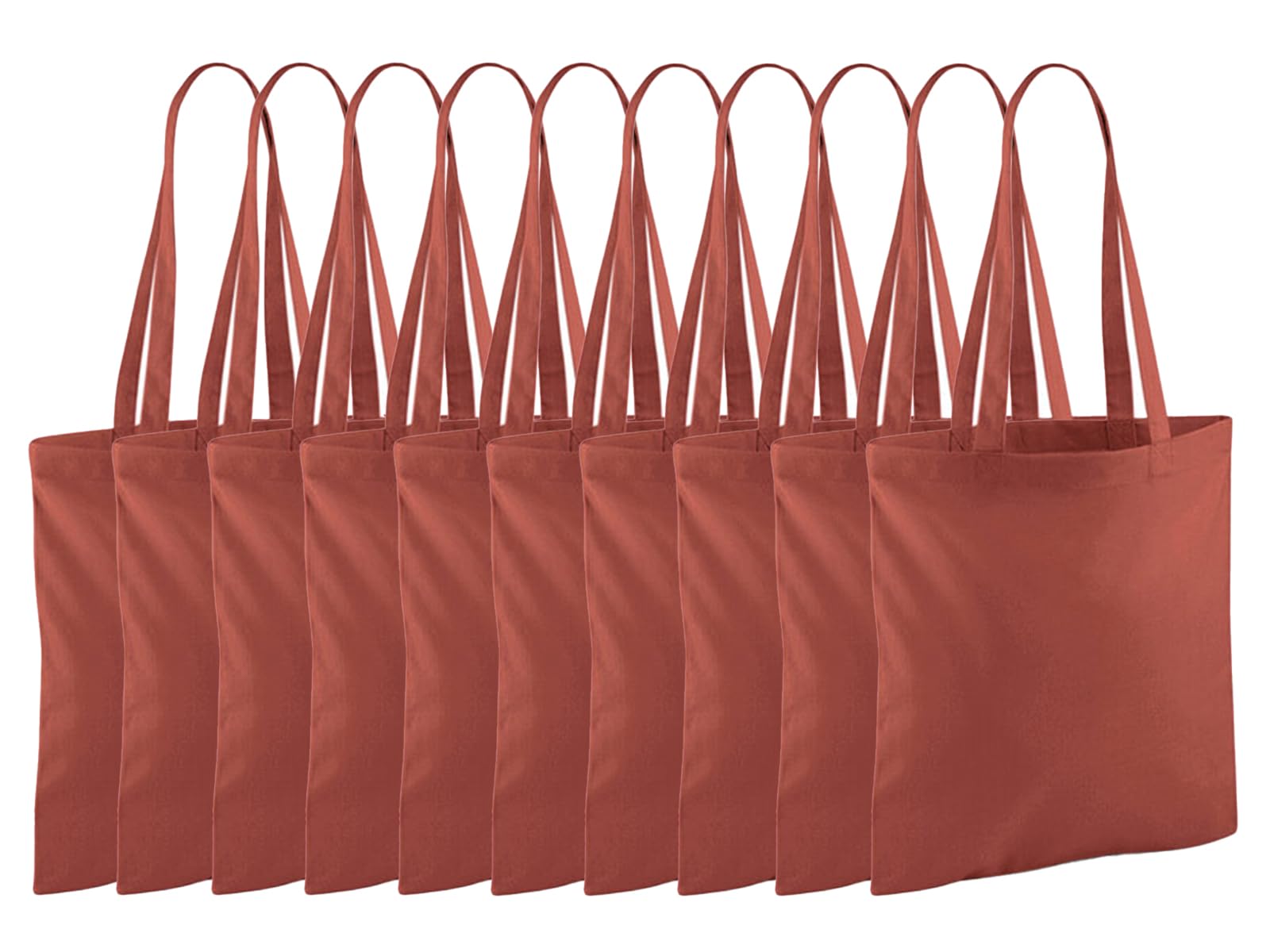 NGWorld Pack of Eco-Friendly Cotton Tote Bags - 10 x Orange Rust - One Size