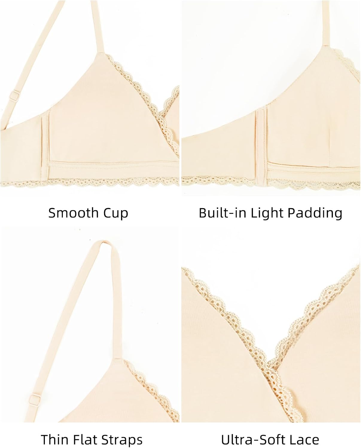 Organic Cotton Bra for Women T-Shirt Bra Padded Bra for Small Breasted Women