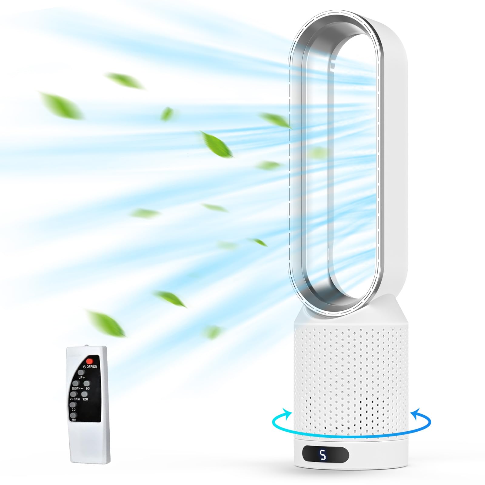 Solace Ventilateur colonne,ventilateur tour de bureau de 58 cm,10 vitesses,oscillant à 90° avec télécommande,minuterie 2h,ventilateur colonne pour salon et chambre