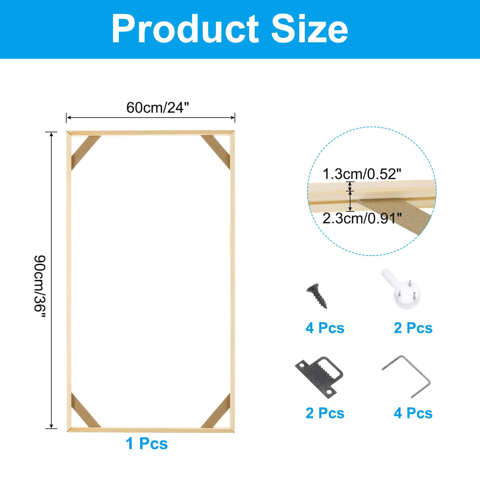 PATIKIL Bastidores De Lienzo De 24x35 Pulgadas, Kit De cuadros De Madera Removibles Y Ensamblables Para Pinturas Al Óleo, Pósters, Fotos, Accesorio De Arte, Pintar Por Números