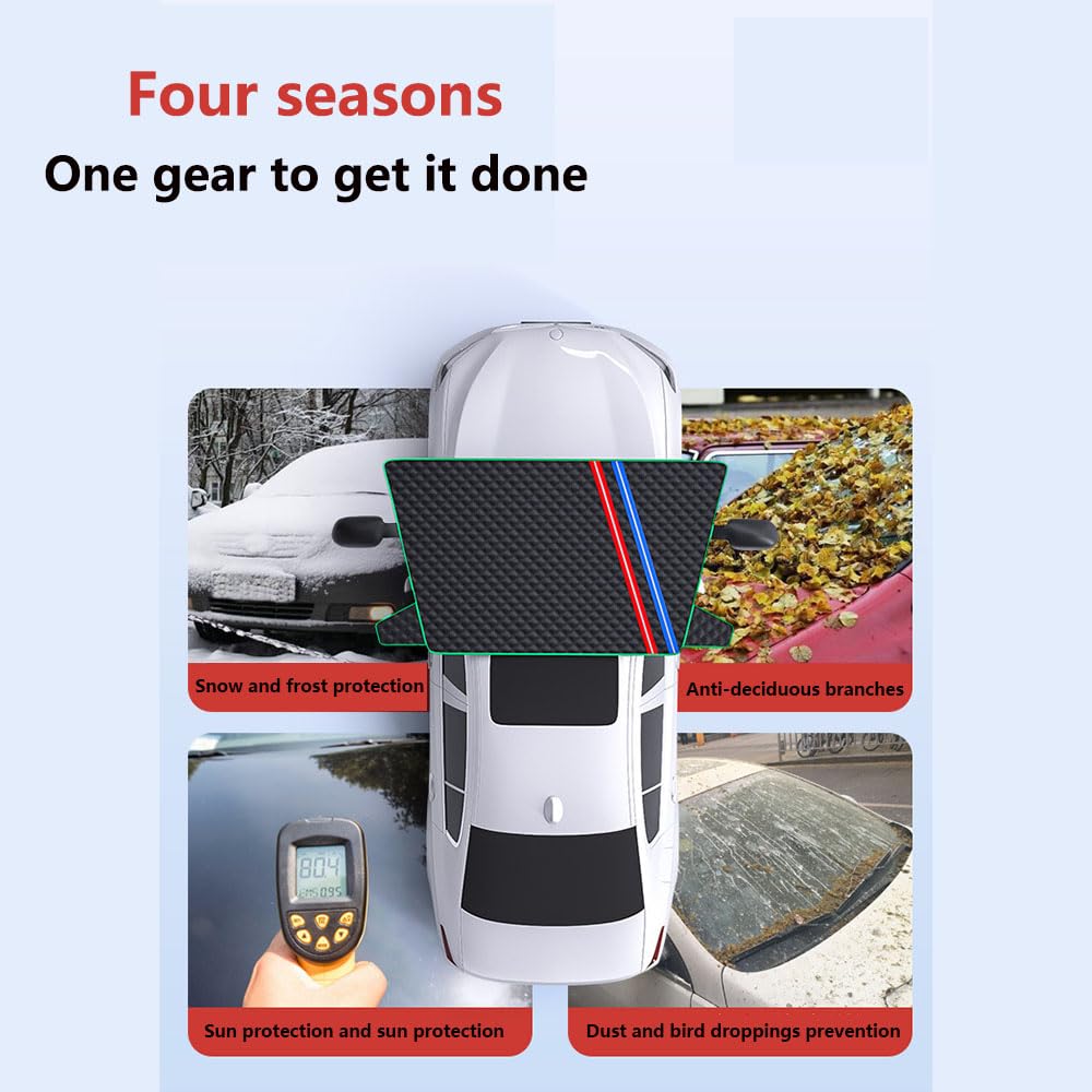 Frontscheibenabdeckung für Ren-Ault Laguna Hatchback 1993-2011, Auto Winter Windschutzscheibenabdeckung -Auto Winter Frostabdeckung -Faltbar Schnee Frost Sonne Staub, 2 Paquets