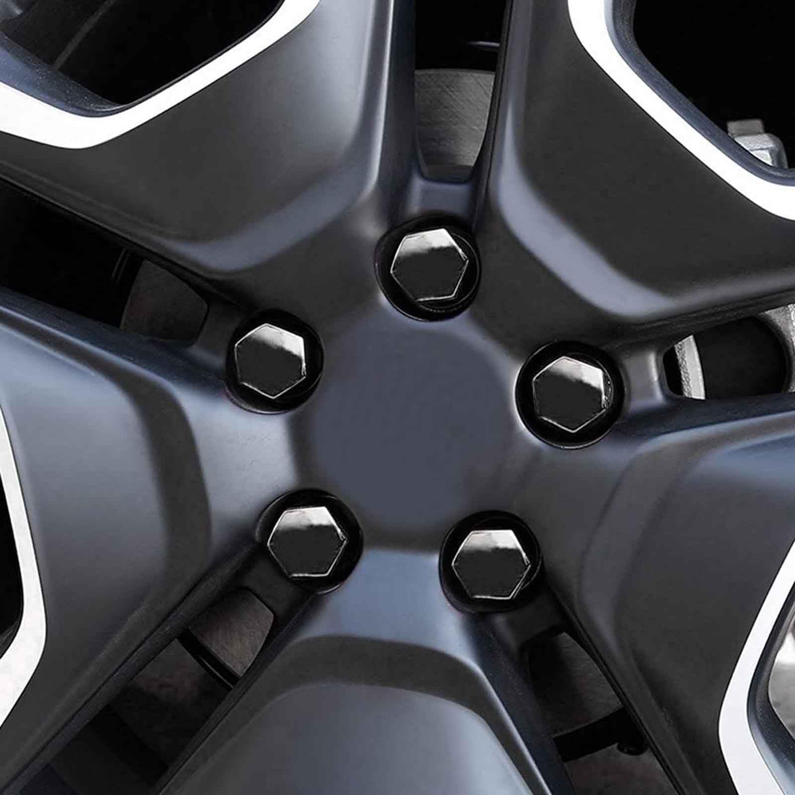 20 Pièces Capuchons D'écrou De Roue Pour Peugeot 306, Boulon Ecrou Couvercle, Hexagonal Couvre-Écrous De Pneu Avec Ensemble D'outils De Démontage(19mm,Black