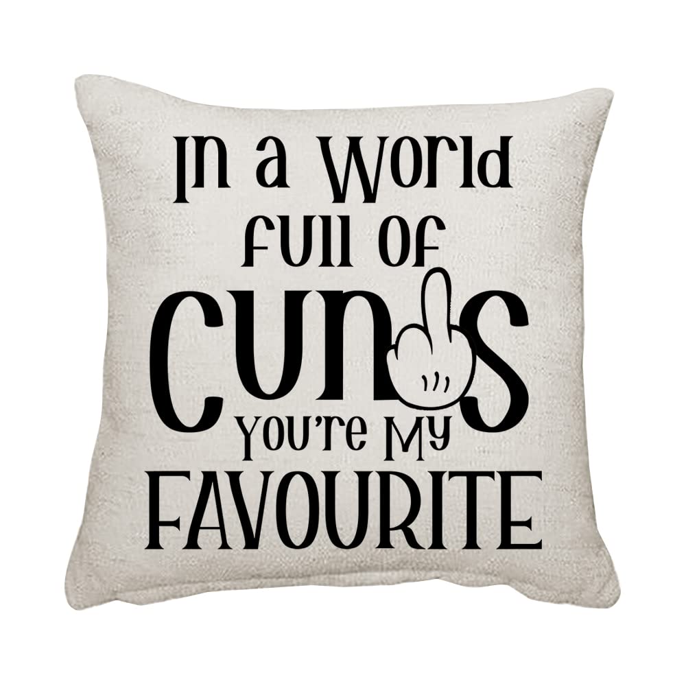 Getagift In a World Full Of Cunts You Are My Favourite Birthday, Christmas, Secret Santa Home Décor, Linen Throw Pillow/Cushion. (Linen Cushion Cover)
