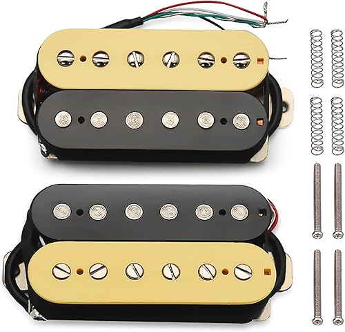 SAPHUE Alnico 5 - Pastilla de guitarra eléctrica Humbucker de doble bobina Alnico V, piezas de guitarra marfilnegro
