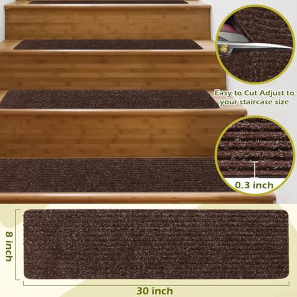 Lot de 16 tapis de sécurité antidérapants pour marches d'escalier Bleu
