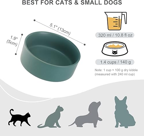 Miniatura 2 de Cuenco de cerámica para perros para comida y agua, cuenco comedero para mascotas para perros y gatos pequeños, plato de alimentación de cerámica